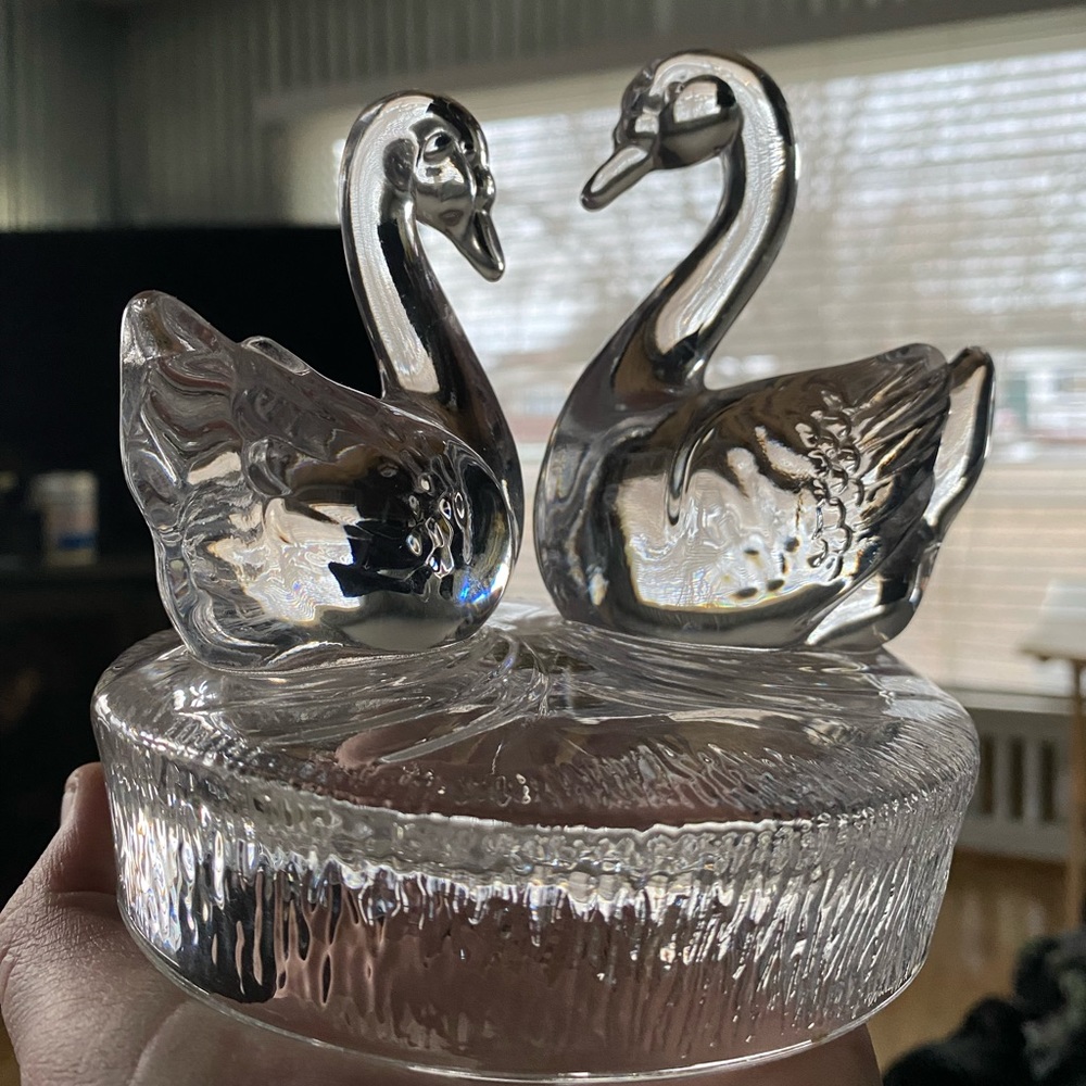 Vintage Royal Crystal Rock Italian Crystal Swans